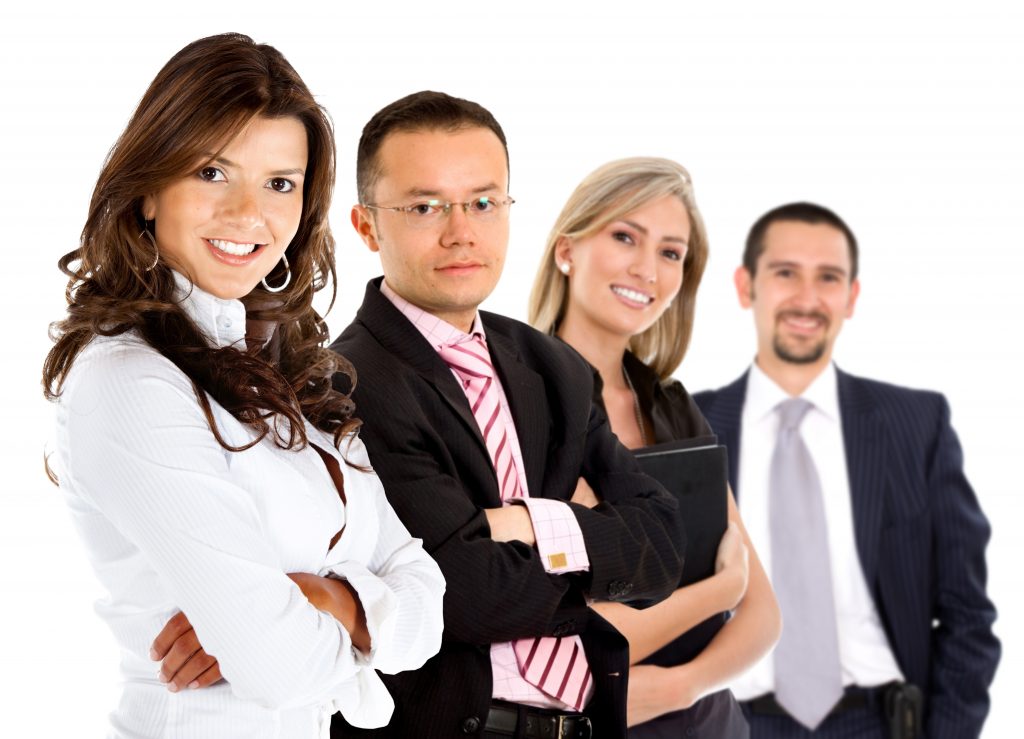 7687179 - group of business people smiling - isolated over a white background millennials generation y 