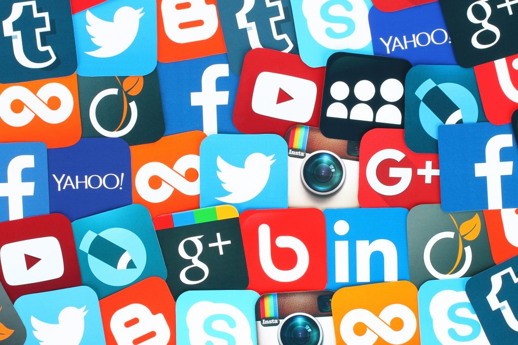 social media channels platforms applications icons logos