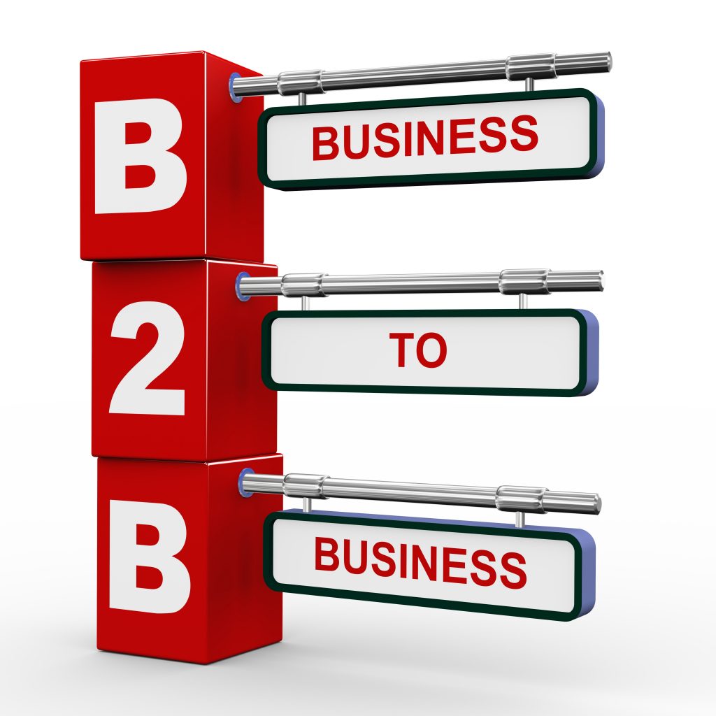 19255447 - 3d illustration of modern roadsign cubes signpost of b2b - business to business