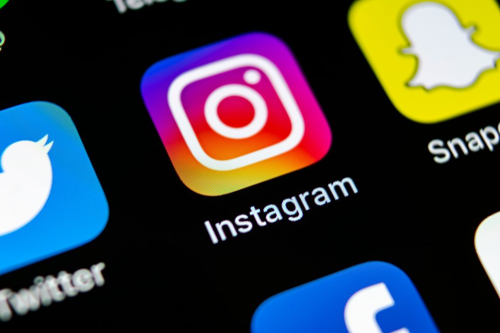 Sankt-Petersburg, Russia, May 10, 2018: Instagram application ic Sankt-Petersburg, Russia, May 10, 2018: Instagram application icon on Apple iPhone X smartphone screen close-up. Instagram app icon. Social media icon. Social network