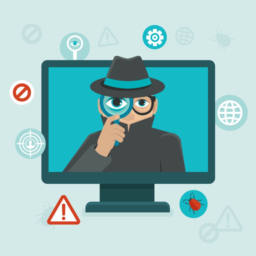31773387 - flat icons and illustrations - internet security and spayware warning - computer attack and virus infection