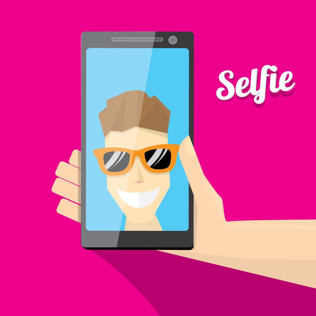38315746 - taking selfie photo on smart phone concept icon