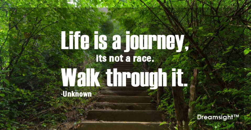 Life is a journey, its not a race. Walk through it.