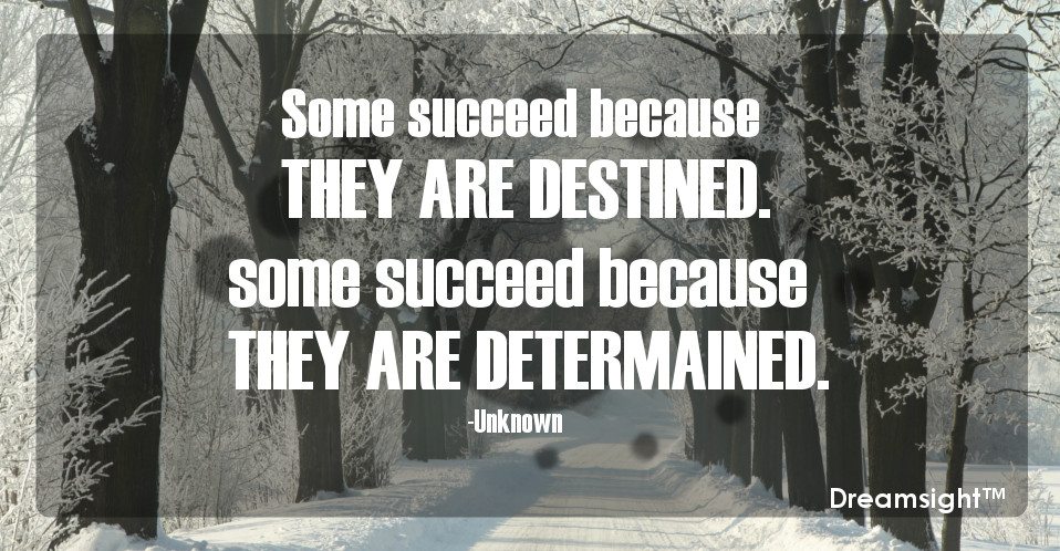 Some succeed because they are destined. Some succeed because they are determined.