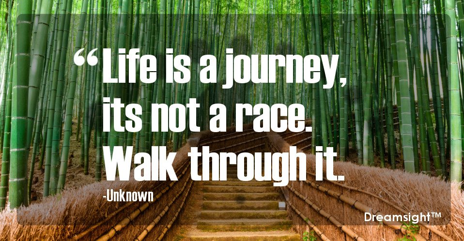 Life is a journey, its not a race. Walk through it.